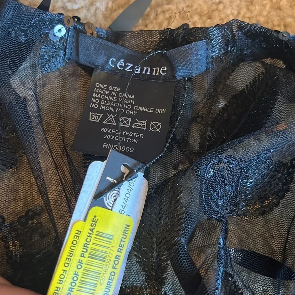 Cezanne black sequin feather Ruana Shawl cover up jacket one size
